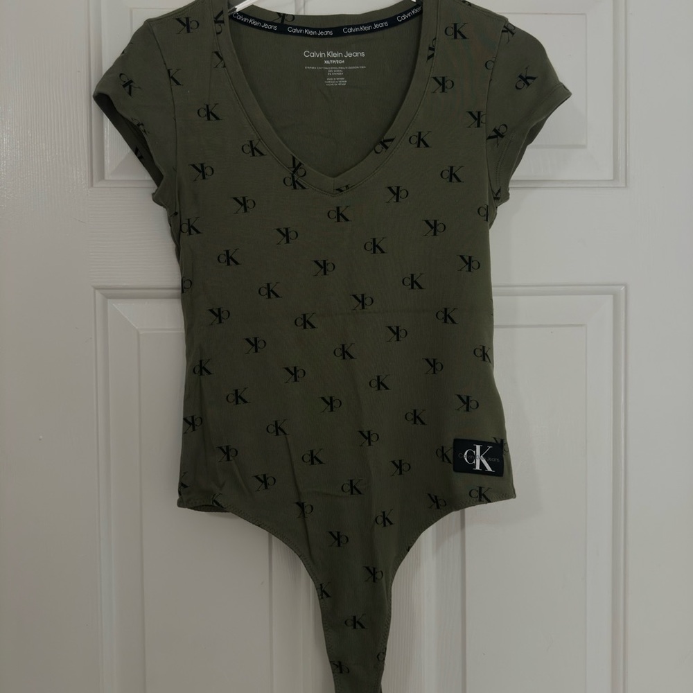 Calvin Klein Jeans Khaki Logo Bodysuit